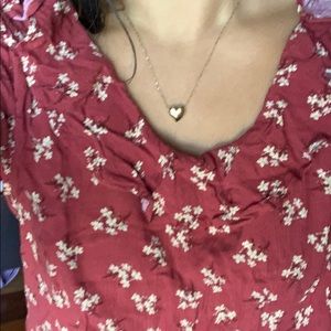 Long sleeved red floral top